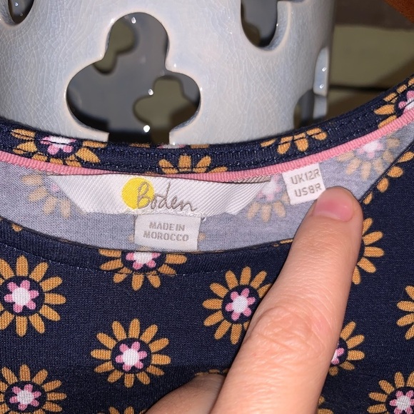 Boden Navy Daisy Print Jersey Short Sleeve Dress with Pockets Size 8R - Picture 3 of 7